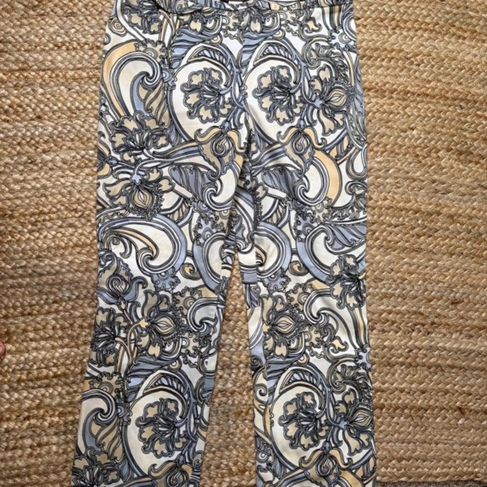 Sigrid Olsen Cream and Gray Swirl-Pattern Men’s Pants